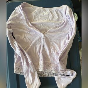 Hollister light purple/lavender long sleeve crop top